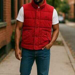 Polo Ralph Lauren Men Red Quilted Puffer Vest (L)